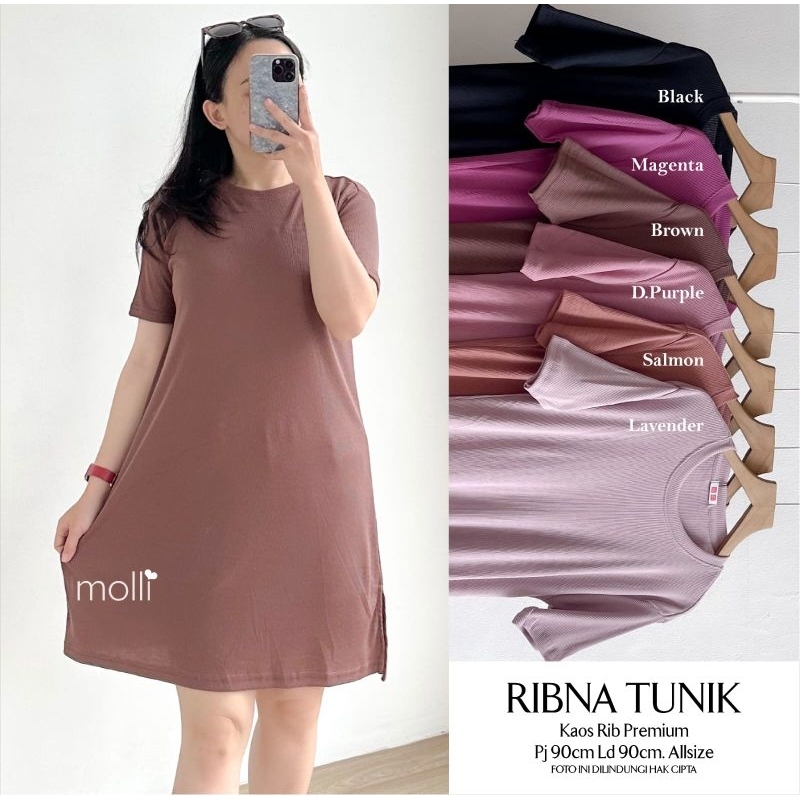 MOCA Ribna Tunik Polos Molli Atasan Wanita MLI Meong Solo