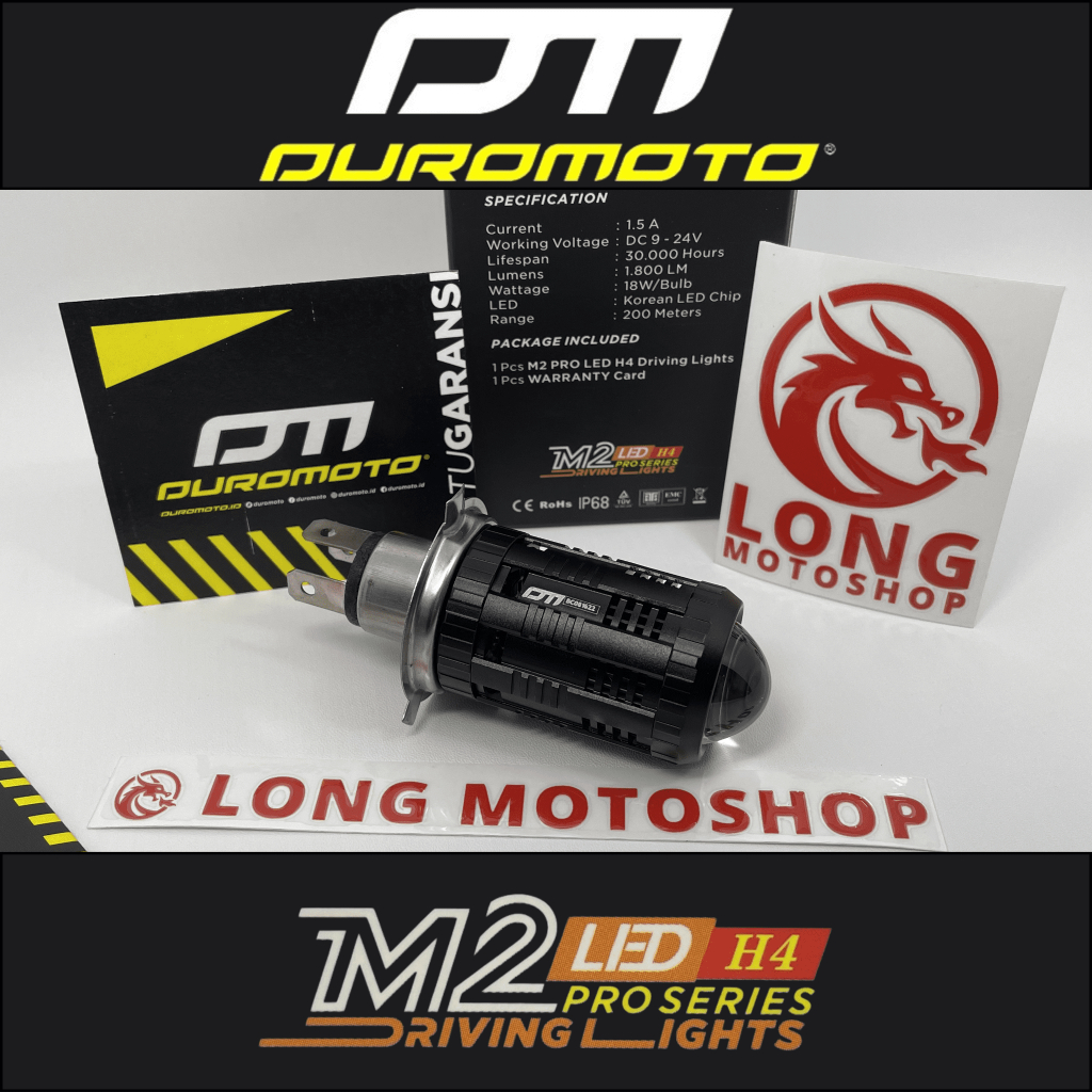 Lampu LED H4 Original Duromoto M2 PRO - 1 Pcs 18 Watt - Cocok Untuk Motor Dan Mobil