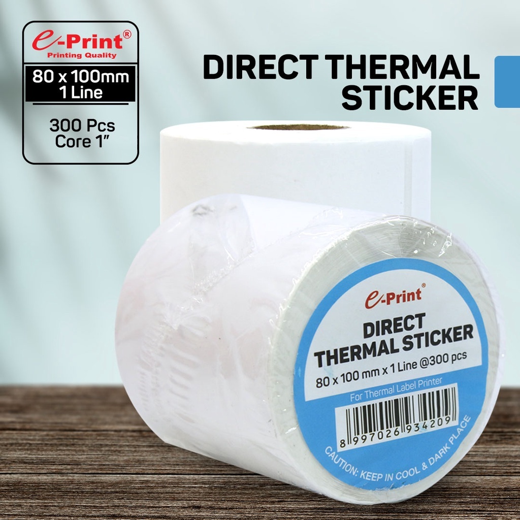 

Direct Thermal Sticker Label Barcode 80 x 100 mm merk E-PRINT (isi 300)