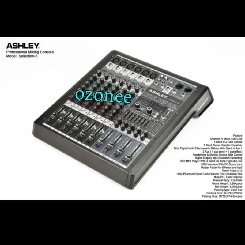 Mixer Ashley 6 Channel Selection 6 Bluetooth Usb Equalizer Original