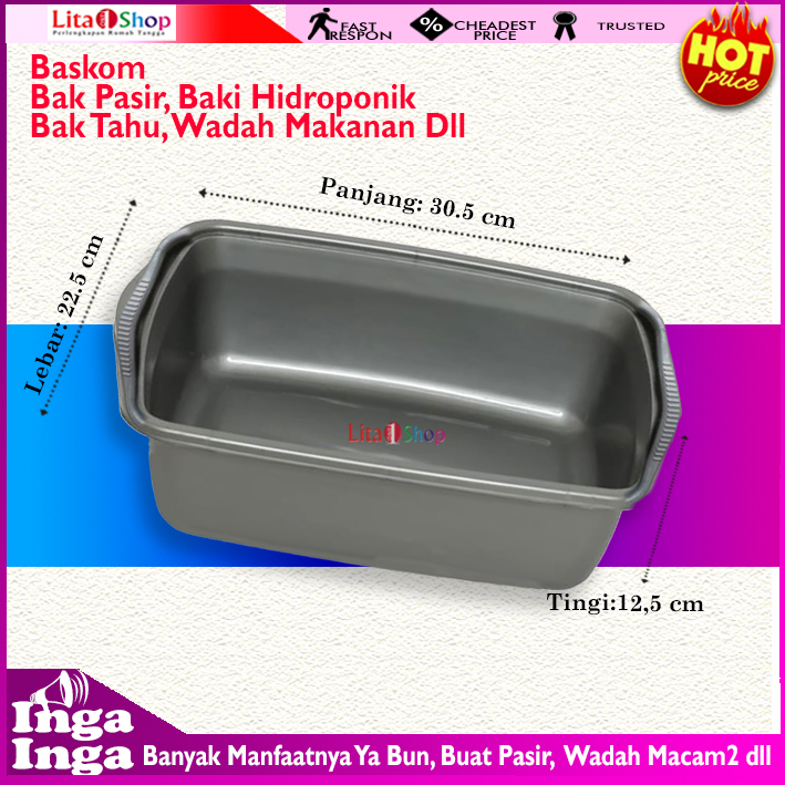 Bak Baskom Segi / Bak Tahu / Bak Pasir/Hidroponik/Kucing Plastik