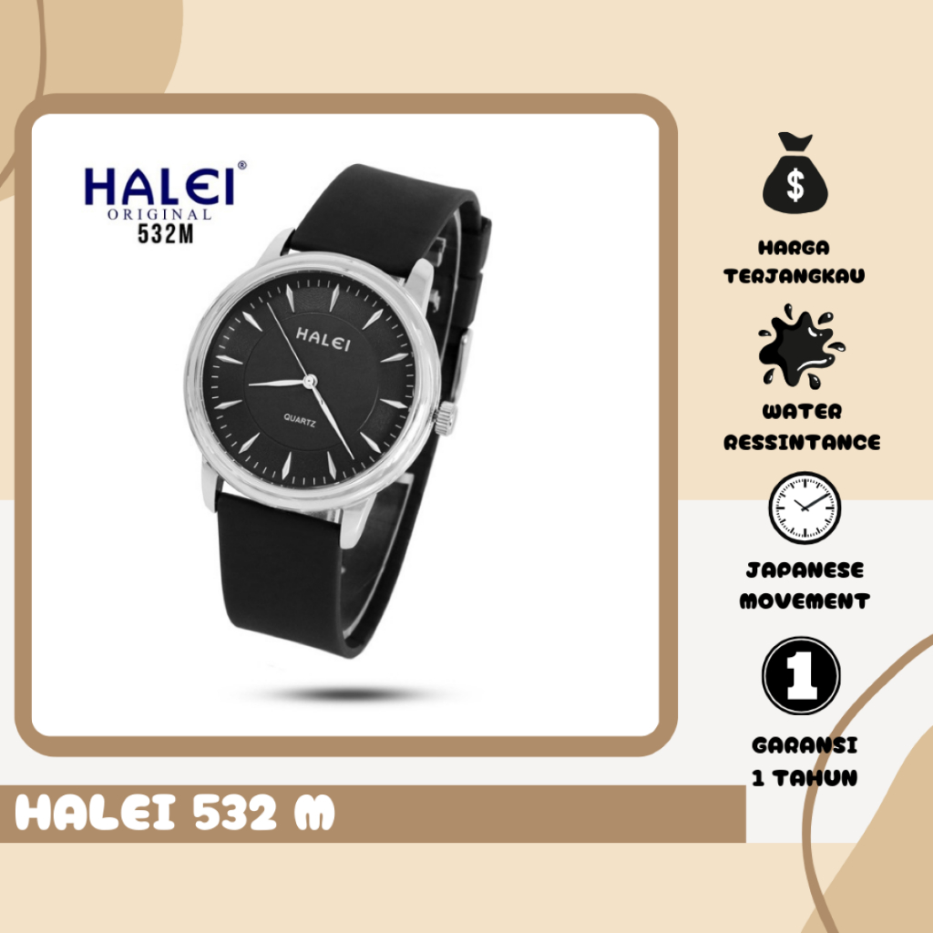 Halei.Watch 532 M Jam Tangan Pria Halei Original Karet Analog - Tahan Air dan Garansi 1 Tahun