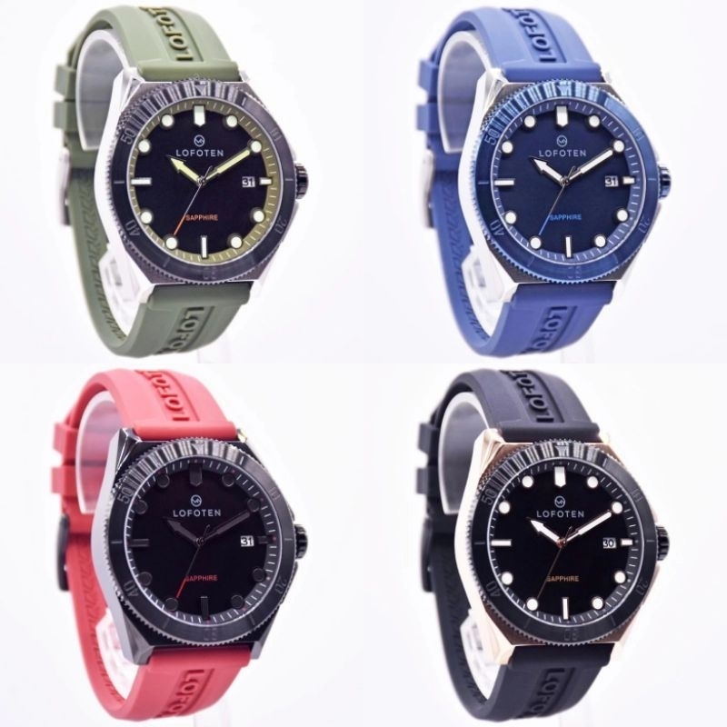 LOFOTEN 6527 jam tangan Pria Analog saphire strap Rubber Original