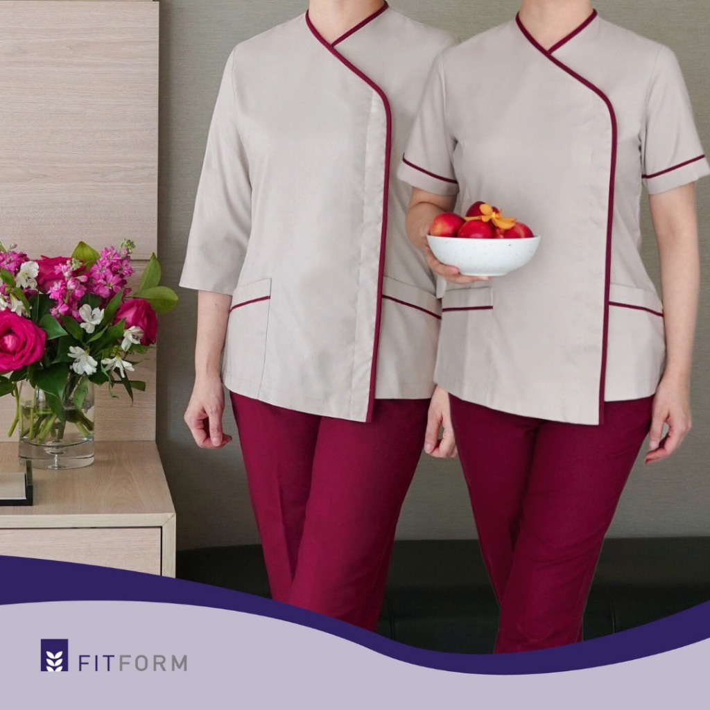 Seragam Suster / Perawat FITFORM Taupe-Cherry Side Wrap