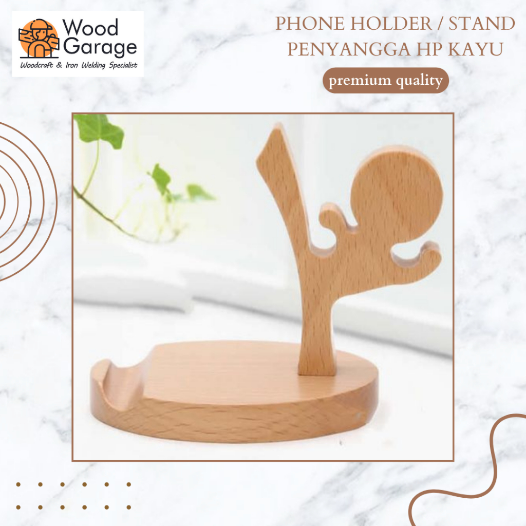 Stand penyangga hp kayu / wooden phone holder unik