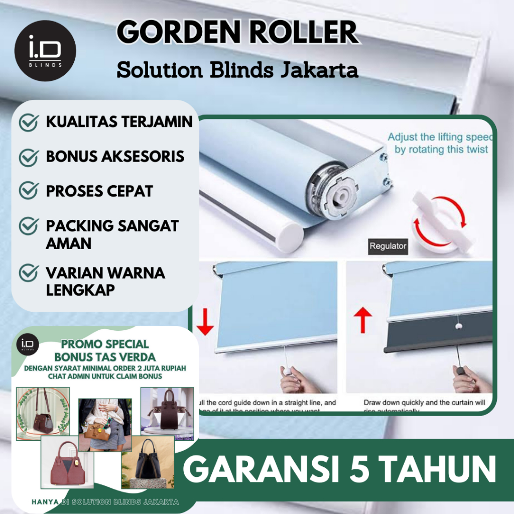 Roller Blind Suntex Tirai Blind Gorden Roller Modern Elegan Premium
