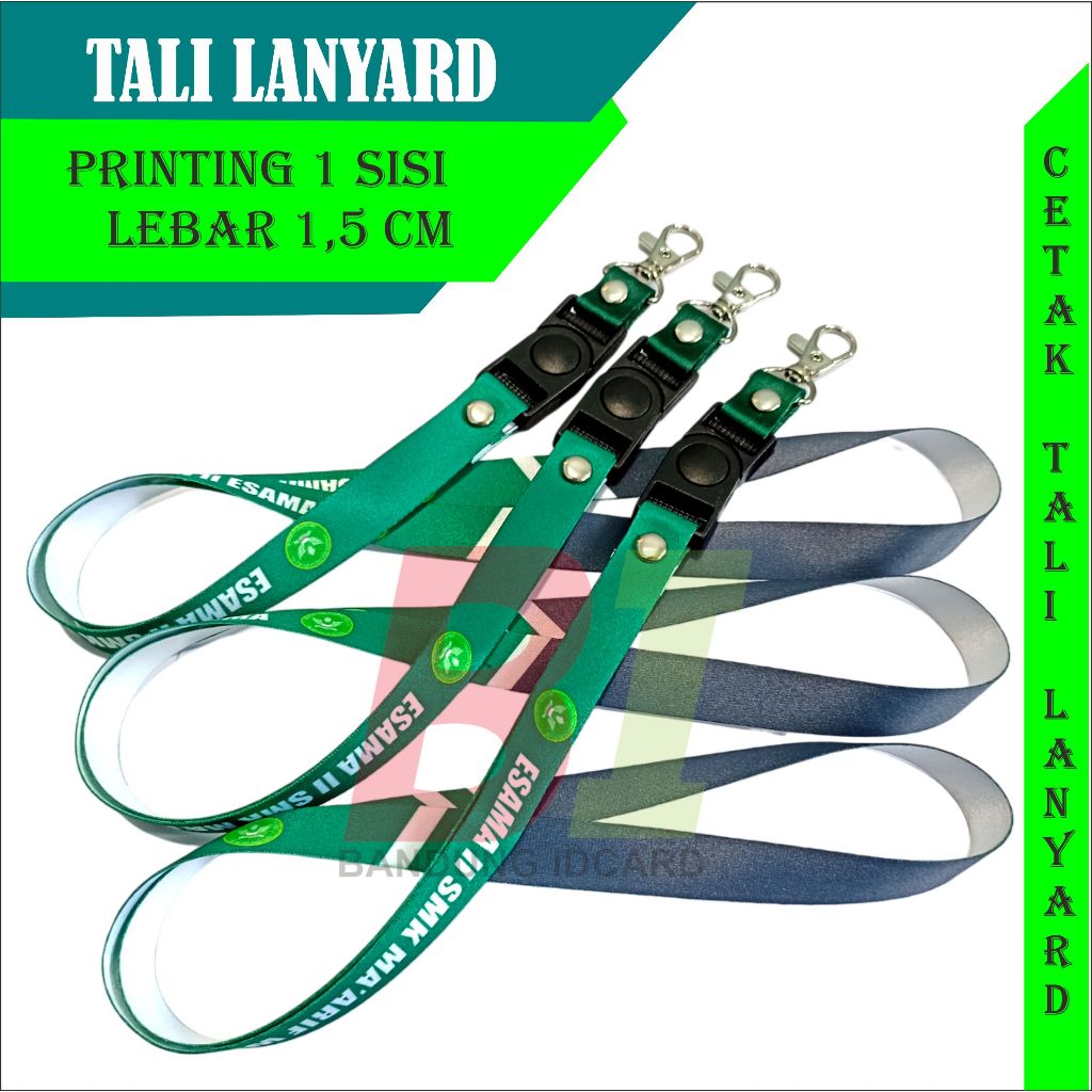 

Cetak lanyard custom desain,tali id card print sublim 1,5cm cetak 1 muka /gantungan id card name tag