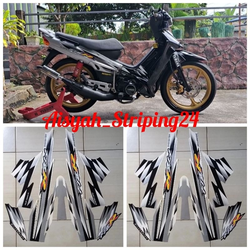 stiker striping lis bodi motor Yamaha FizR milenium silver hitam