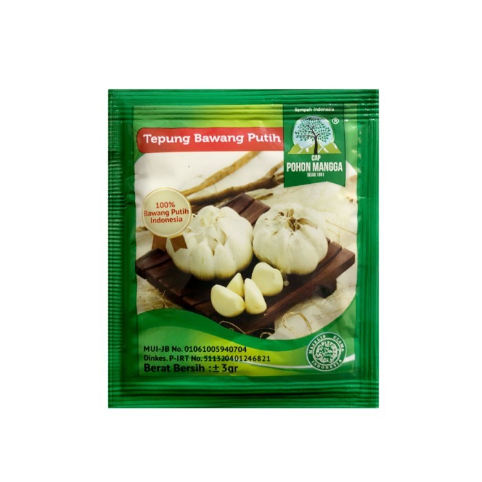

BUMBU Bubuk Tepung BAWANG PUTIH Cap Pohon Mangga POMANG Bumbu Rempah Bawang Putih - Kemasan 1 sachet