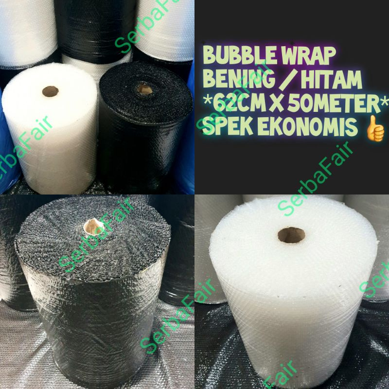 

Bubble Wrap Bening / Hitam 62CM X 50M FULL MURAH EKONOMIS Bandung