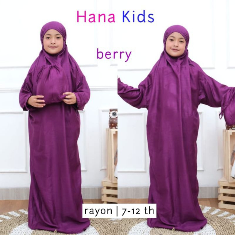 mukena terusan anak polos/mukena hadramaut anak/mukena terusan hana kids
