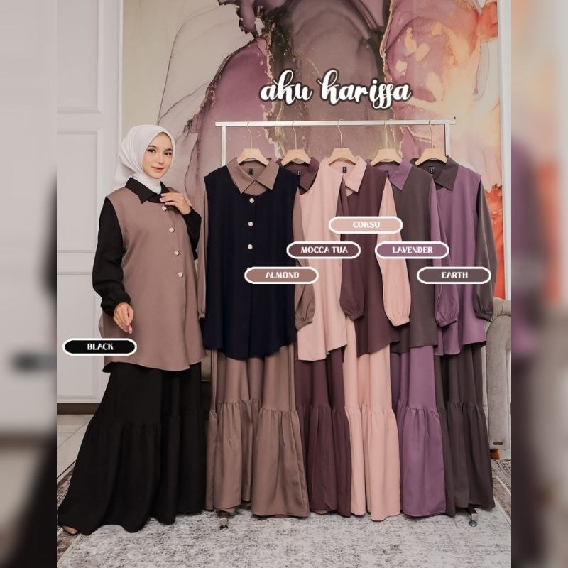 dress revia set outer aku karissa/revia set outer ori aku karissa/gamis new linen rose aku karissa