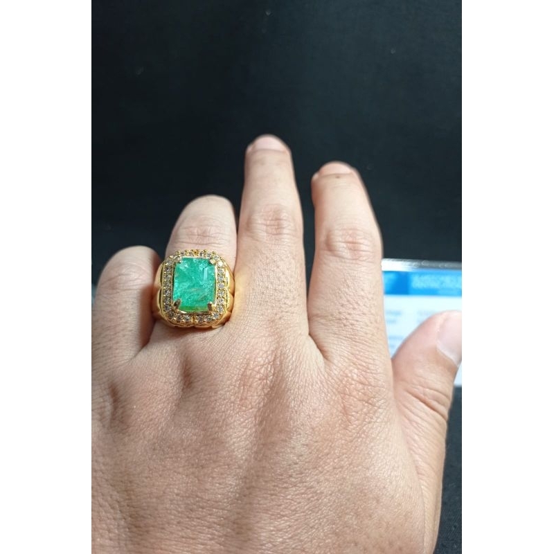 CINCIN EMAS BATU PERMATA ZAMRUD BERSERTIFIKAT ORIGINAL COLOMBIA