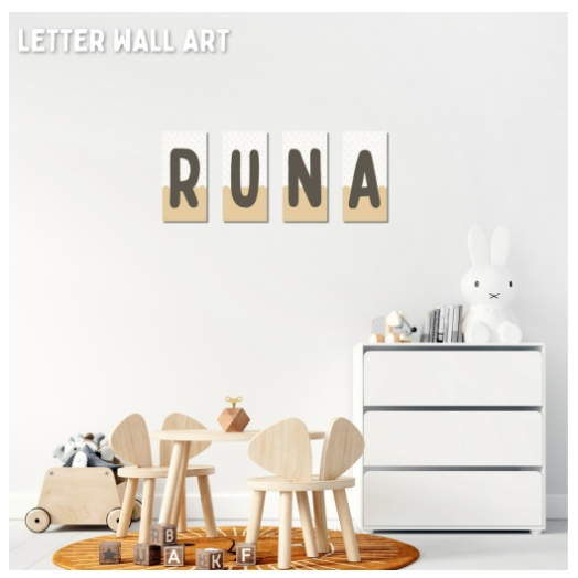 LETTER WALL ART AESTHETIC - HURUF WALL DECOR ESTETIK EARTH TONE- Pajangan Dinding Huruf - Wall Decor