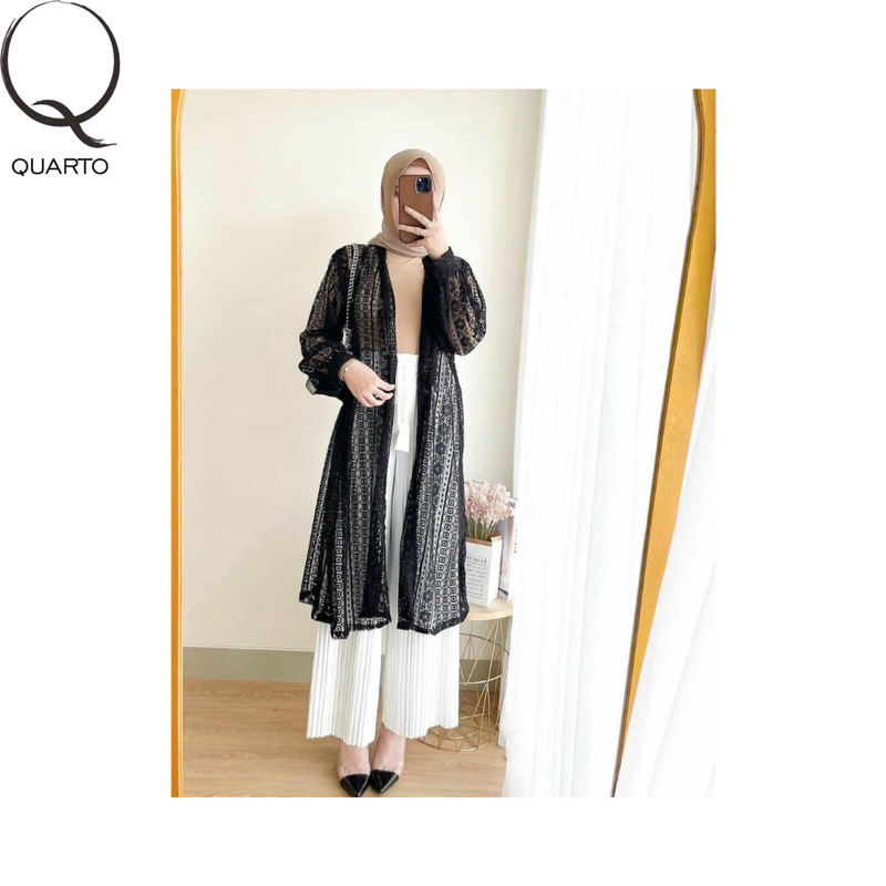 	 Long Outer Lace Cardigan | Stretchy | Renda| Outer Ringan | Kardigan Brukat | Kebaya	