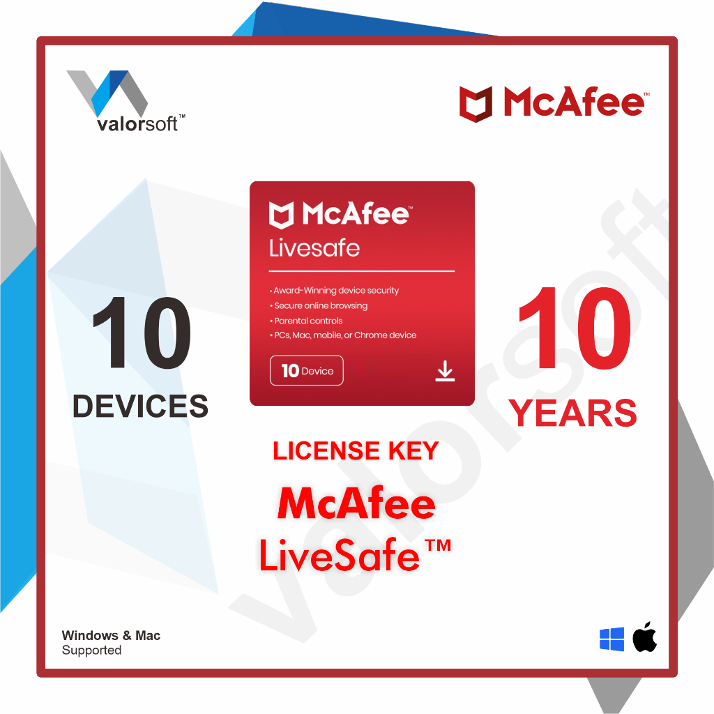 MCAFEE LIVESAFE | ANTIVIRUS PC | ANTIVIRUS MAC | ORIGINAL | 10 TAHUN