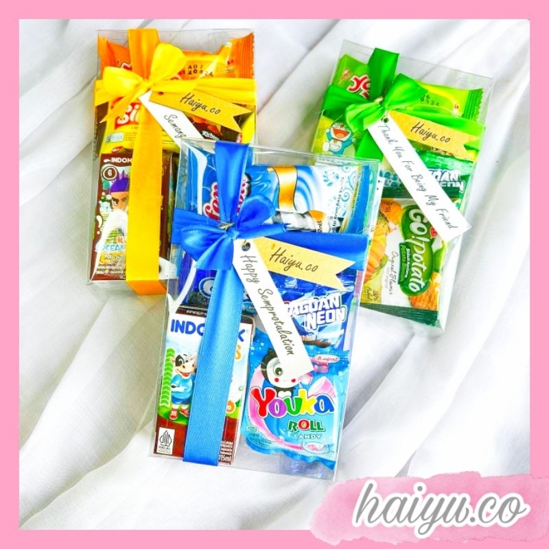 

[READY] Gift Snack Box Transparan Hampers Snack Box Susu Mika Souvenir Ulang tahun wisuda Kado Lucu Termurah By Haiyu