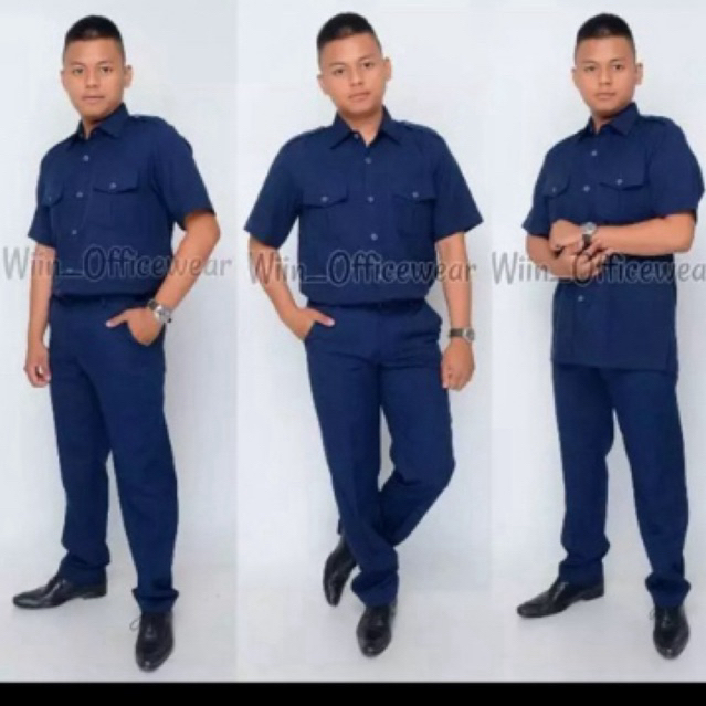 seragam setelan  pns pria kantor pdh guru navy dongker
