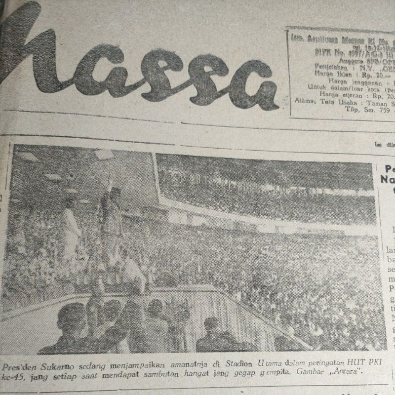 Koran Kiri GEMA MASSA 26 mei 1965 Edisi HUT PK1 Surat Kabar Langka