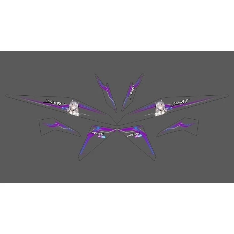 STRIPING STICKER TRANSPARAN BEAT FI 110 MOTIF DESIGN ANIME ZETA