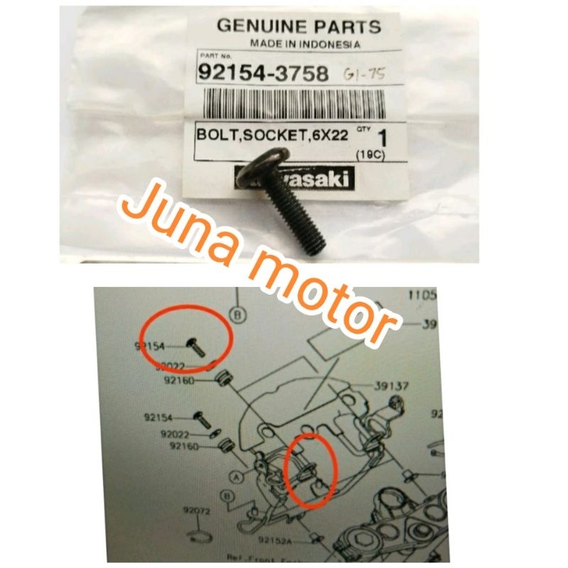 baut breket lampu depan KLX bf original