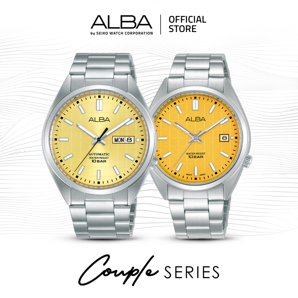 ALBA Jam Tangan Couple AL4325 & AG8M41 Quartz Stainless Steel Silver Watch