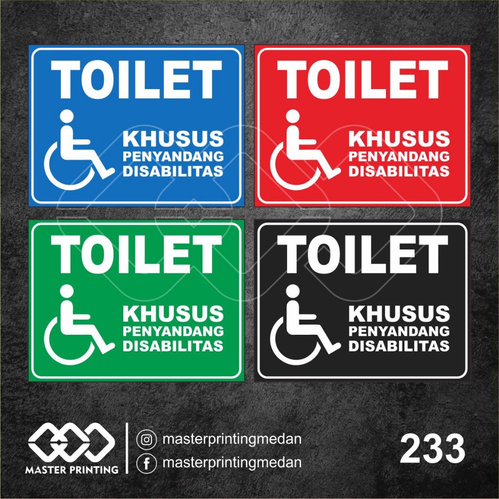 

233 - Stiker Toilet Khusus Penyandang Disabilitas, Sticker Vinyl, Tahan Air, Termurah, Bisa Custom
