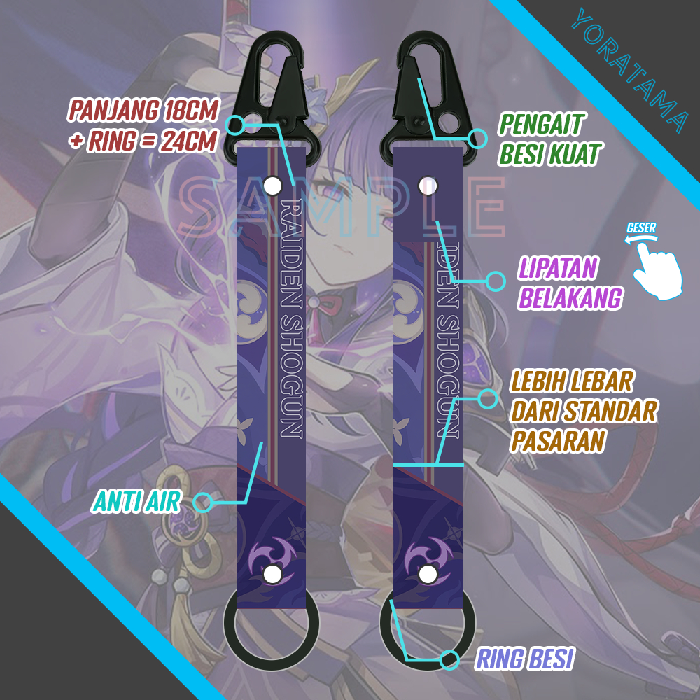 

Gantungan Tali Pendek Raiden Shogun Genshin, Ganci Lanyard Anime Keren