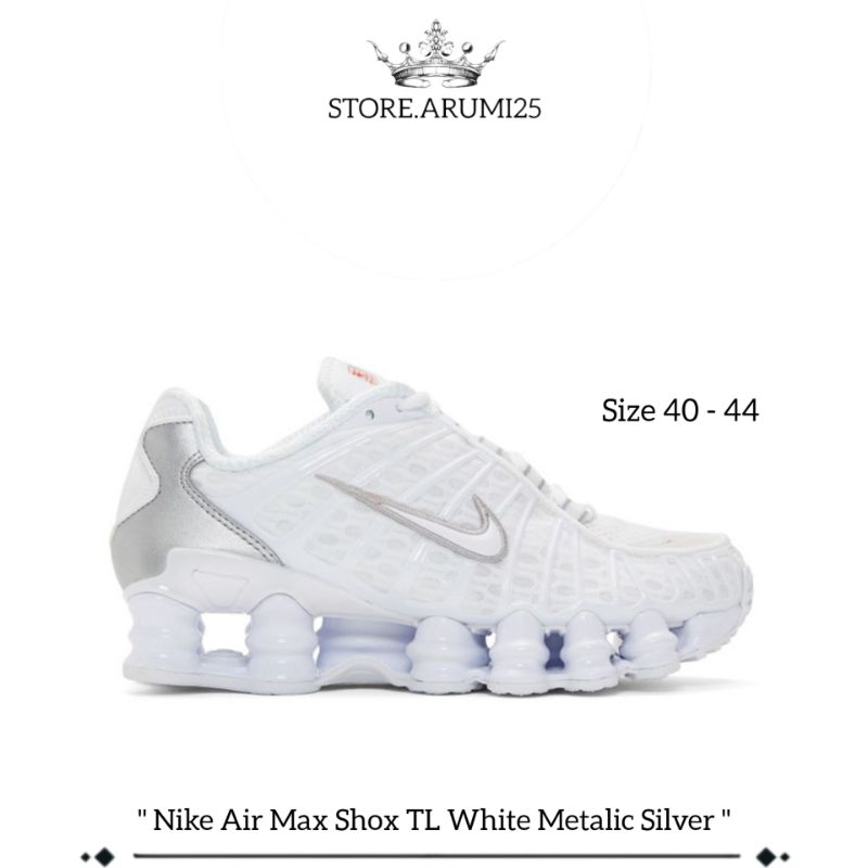 Sepatu Nike Air Max Shox TL White Metalic Silver