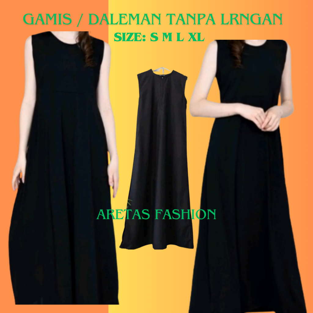GAMIS TANPA LENGAN/ DALEMAN TANPA LENGAN/ DRESS TANPA LENGAN BAHAN SATIN