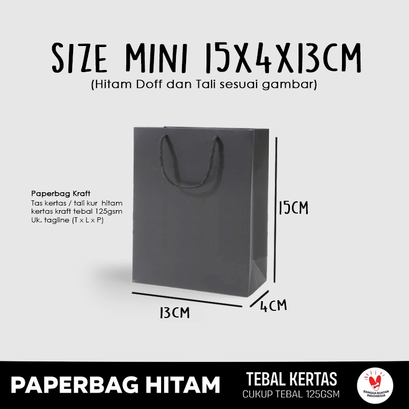 

Paper Bag Hitam Kecil 15x4x13 cm / Paper Bag Kado Packing Souvenir Parfume / Papper Bag Mini Olshop / Paperbag Bridesmaid kecil