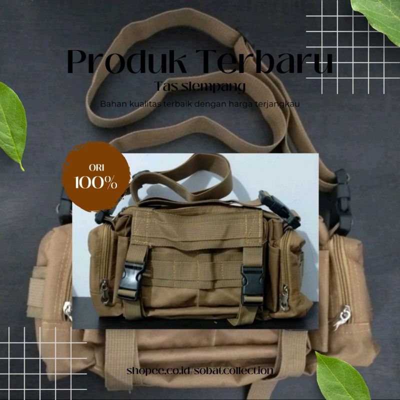 TAS SLEMPANG CREAM & COKLAT  PRAMUKA / TAS SLEMPANG TACTICAL / TAS SLEMPANG PRAMUKA POLISI OUTDOOR