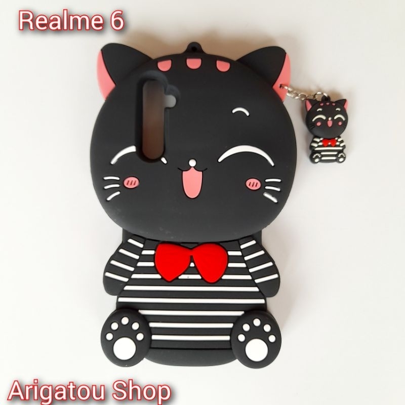 Realme 6 Case Softcase Boneka Karakter Kucing Hitam