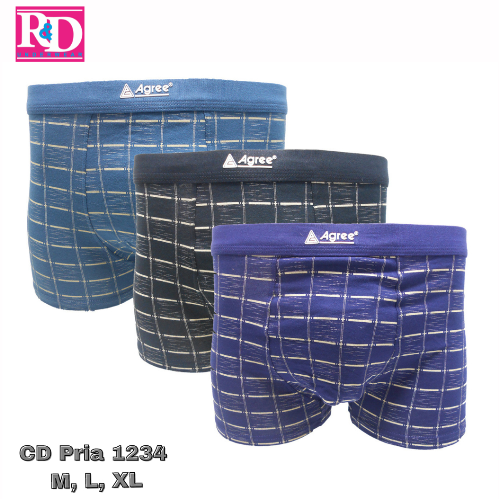 RND UNDERWEAR - Agree  Celana Dalam Pria Model Boxer Katun Premium / CD Pria 1234 Men Underwear