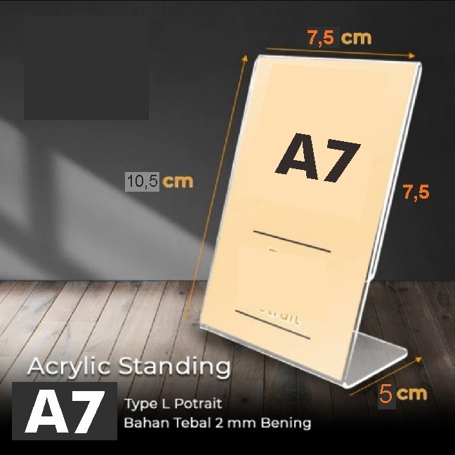 

ACRYLIC TENT HOLDER / AKRILIK BROSUR A7 L PORTRAIT 2MM