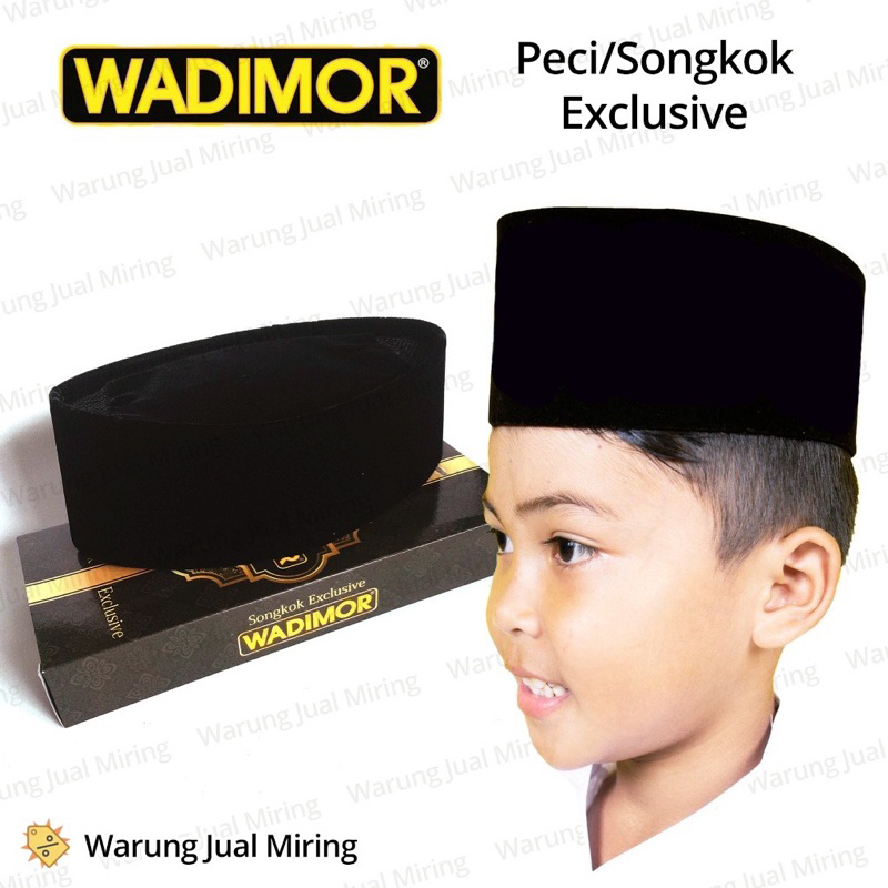 Peci ANAK WADIMOR Songkok Anak Wadimor Peci Remaja Hitam Polos Beludru Laki Tanggung Muslim Kopiah H