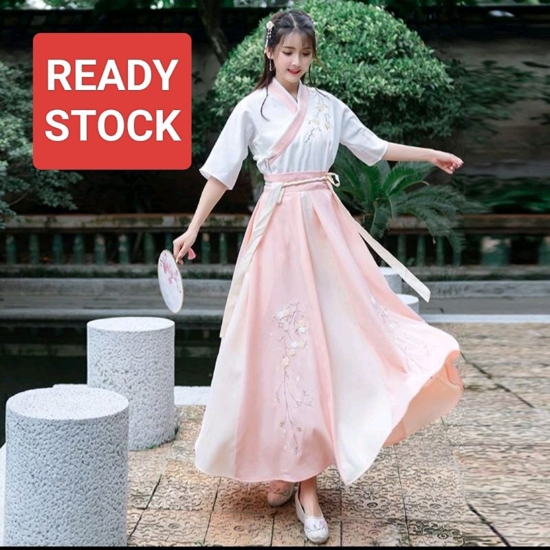 Hanfu Wanita Dress Imlek Cheongsam Kostum Cosplay Baju Gaun Tradisional China