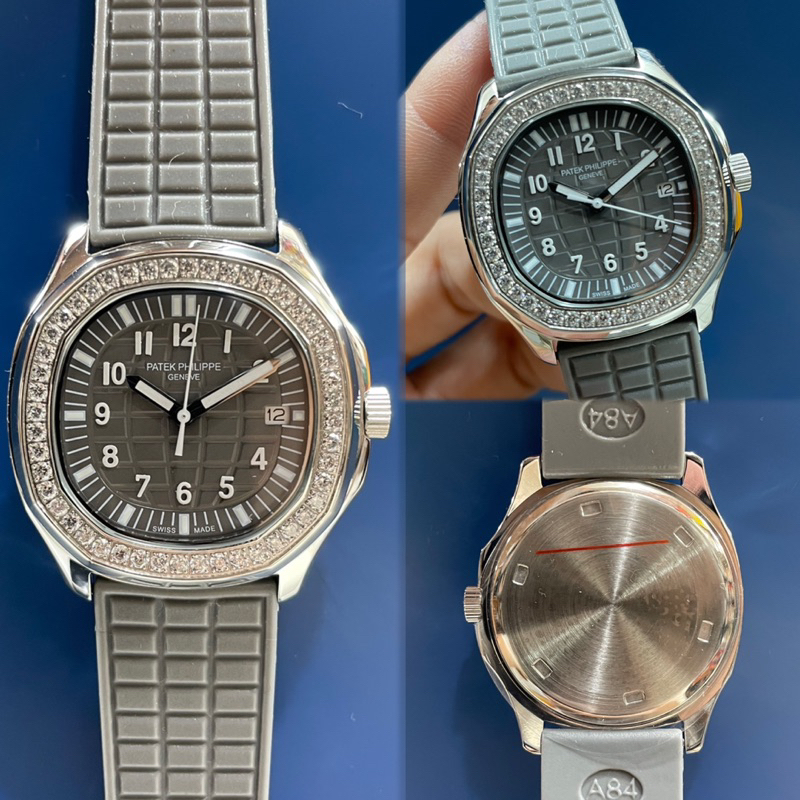 JAM TANGAN WANITA PATEK PHILIPPE AQUANUT 5067A DIAMOND RING KARET ABU SILVER PREMIUM JAPAN AAA TANGG