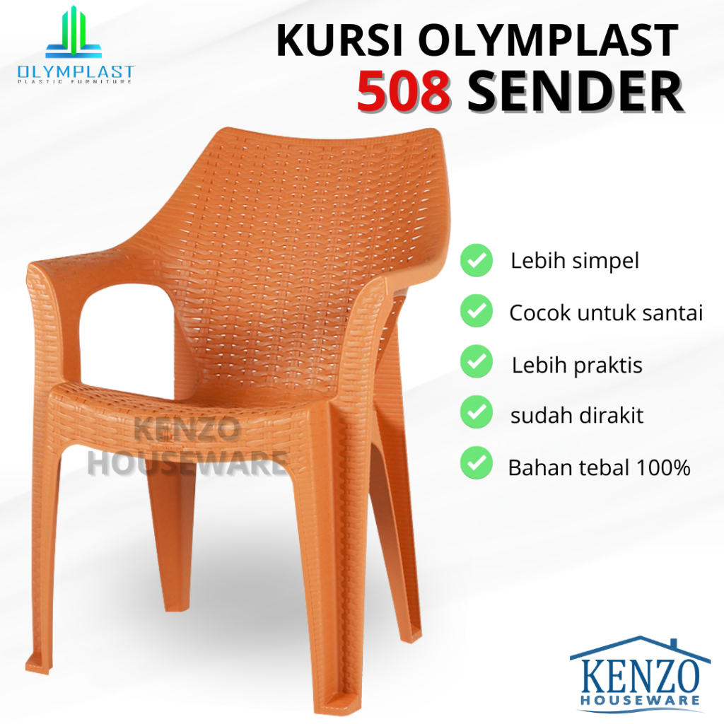Kursi Sender Plastik Rotan Bangku Kursi Santai Teras Tangan Olymplast