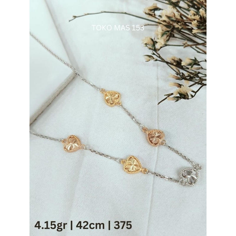 WAJIB TANYA STOK Realpict Kalung Koyek love ukir Emas Putih Kadar 375