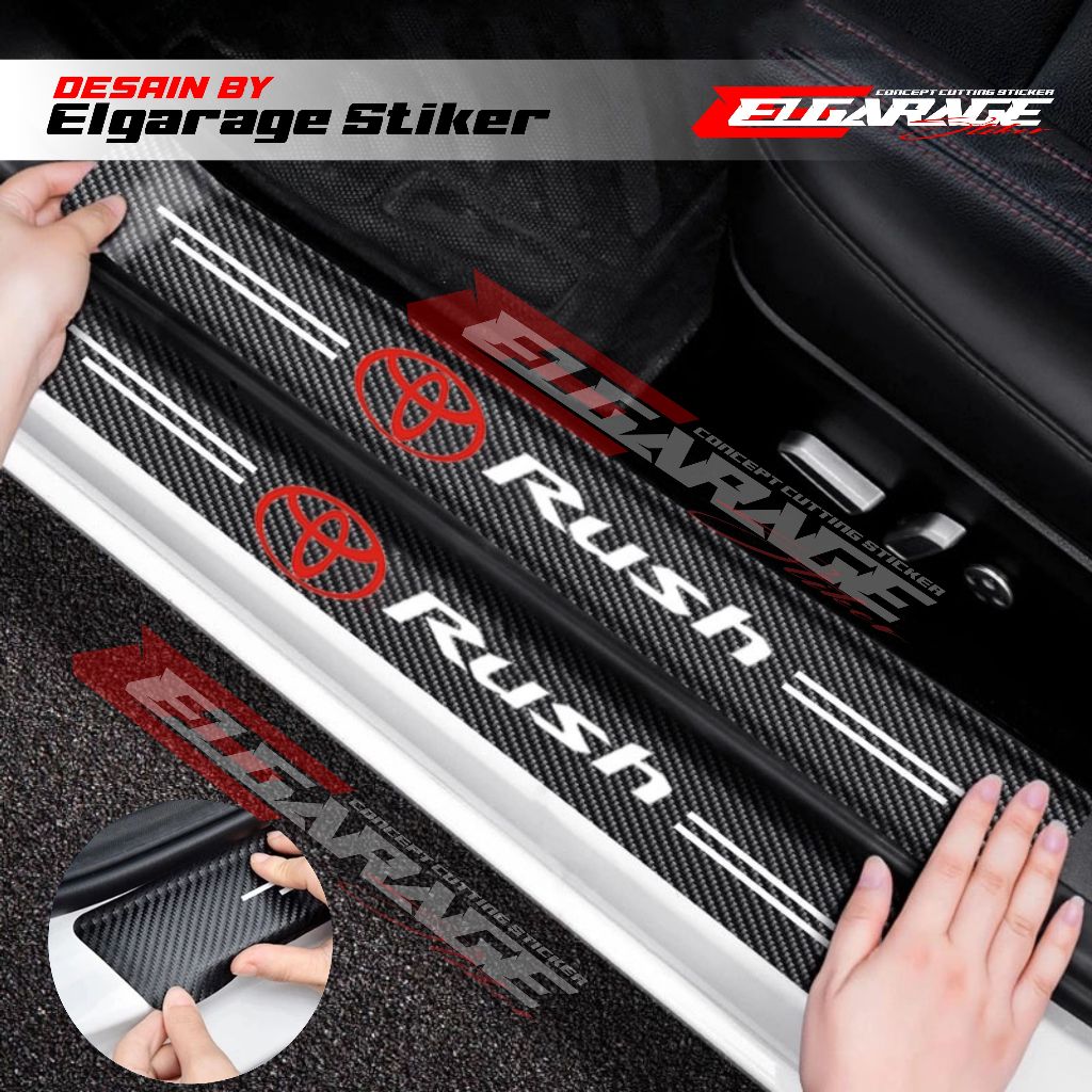 sticker pelindung pijakan kaki pintu mobil rush nahan carbon fiber anti gores untu mobil rush