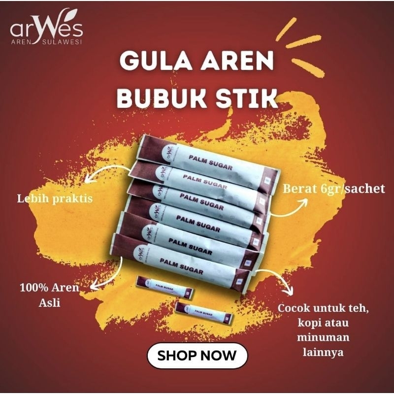 

Gula Aren Bubuk Sachet Stick isi20/pack - Arwes