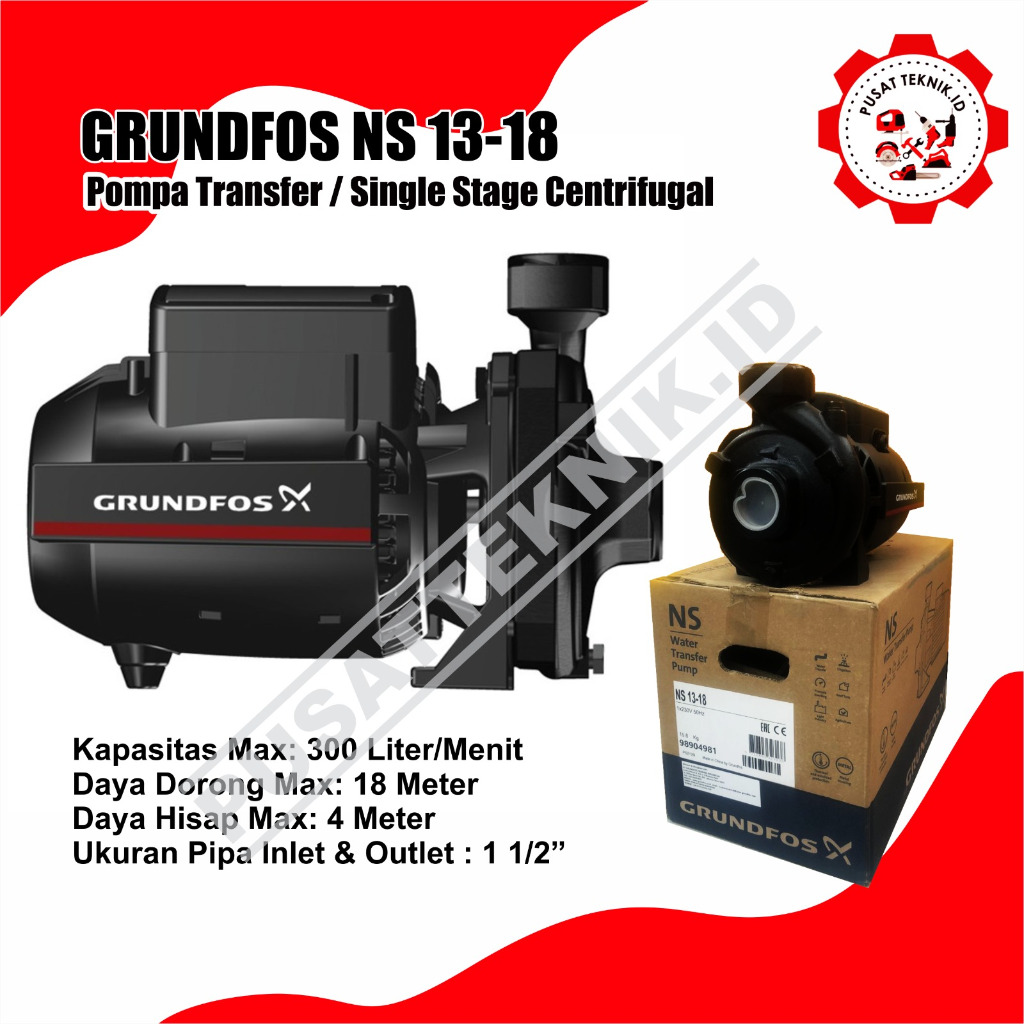 POMPA TRANSFER GRUNDFOS NS BASIC 13-18M - GRUNDFOS NS 13-18 1 PHASE