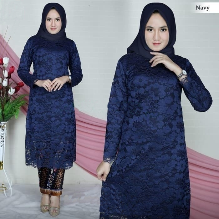 Setelan Kebaya Tunik Brukat jumbo LD 130 / Kebaya Brokat / Baju Kebaya Brokat Muslim Dengan Warna NA
