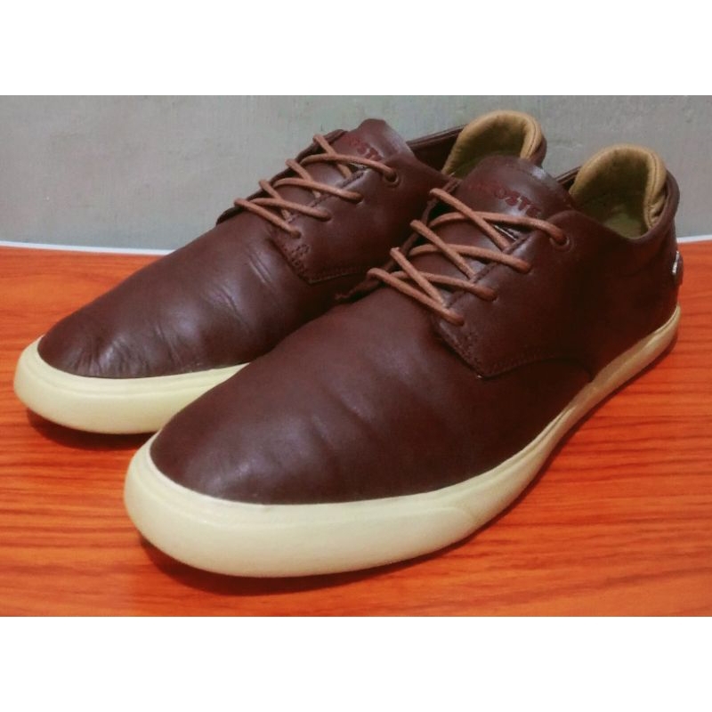 Sepatu pria Casual kulit LACOSTE logo besi Original