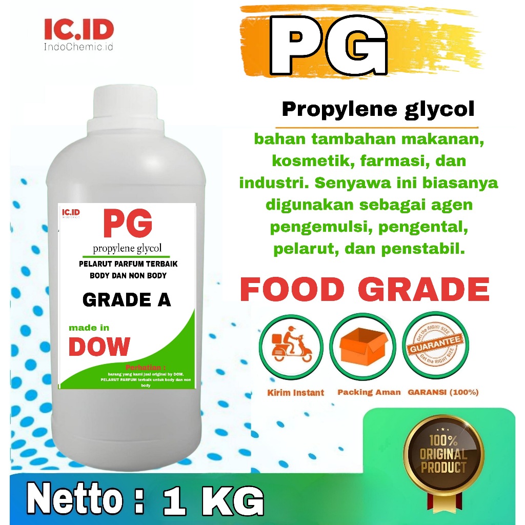 

Propilene glycol dow 1 kg/ Pelarut Parfum food grade 1 kg