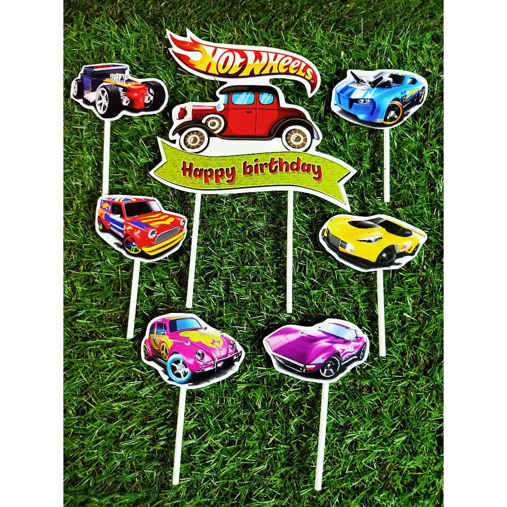Topper Cake hotwheels hiasan kue ulang tahun happy birthday