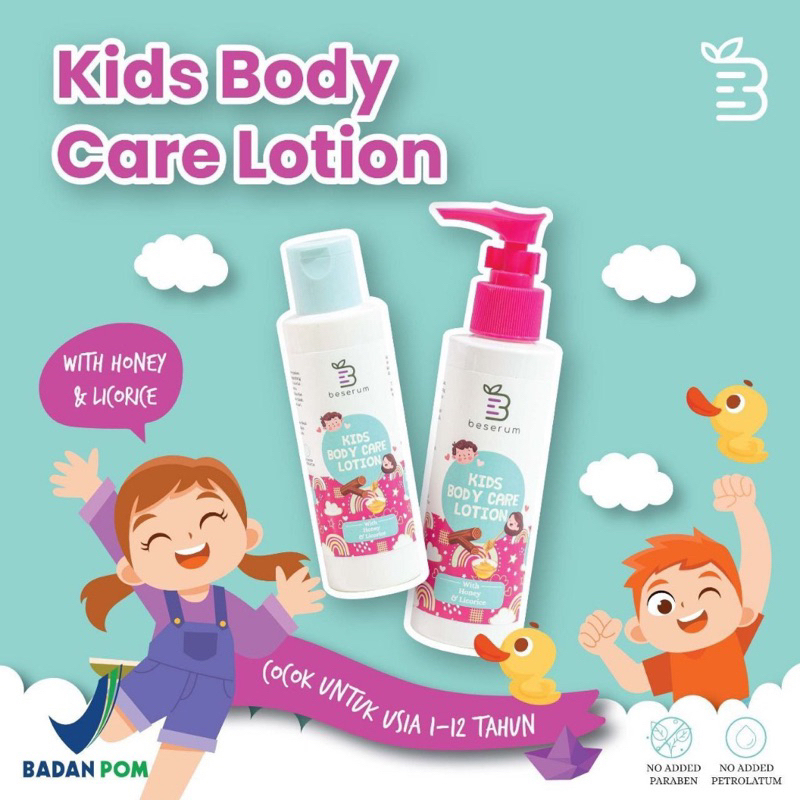 BESERUM Natural Kids Body Lotion 60ml & 140ml | Beserum Body Care Lotion Cream Anak Melembutkan Memu