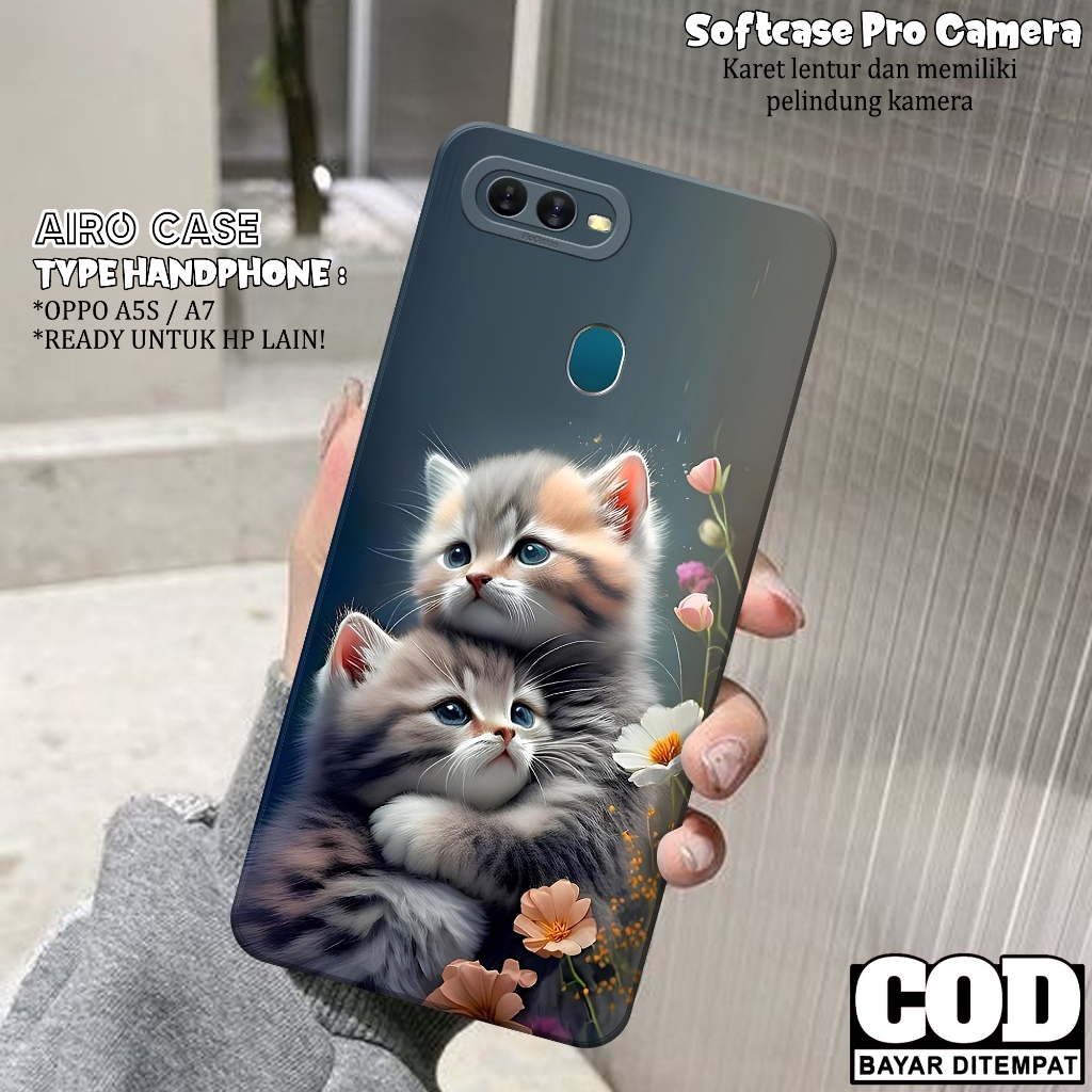 Case OPPO A5S/A7 Terbaru - Softcase OPPO A5S/A7 - Fashion Case KUCING - Casing OPPO A5S/A7 - Softcas