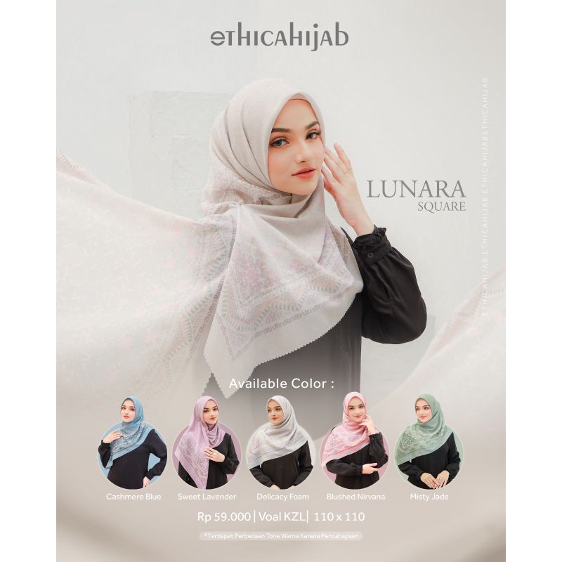 (Ready) HIJAB SEGI EMPAT VOAL LUNARA SQUARE BY ETHICA HIJAB❤️ GALERY MUSLIMAH HIJAB